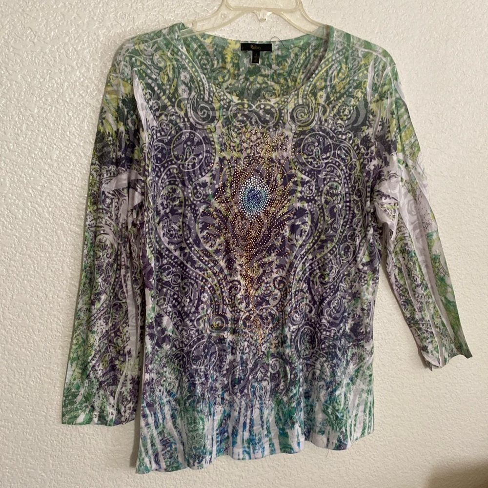 REBA Embellished Sheer Knit Top